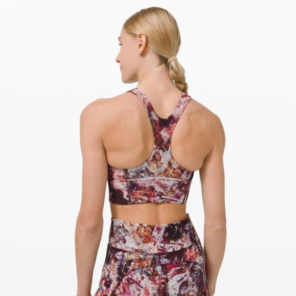 Lululemon Wunder Train Long-Line Bra, C/D Cups, Urbantricity Multi Pink | Size 4 - Picture 3 of 8